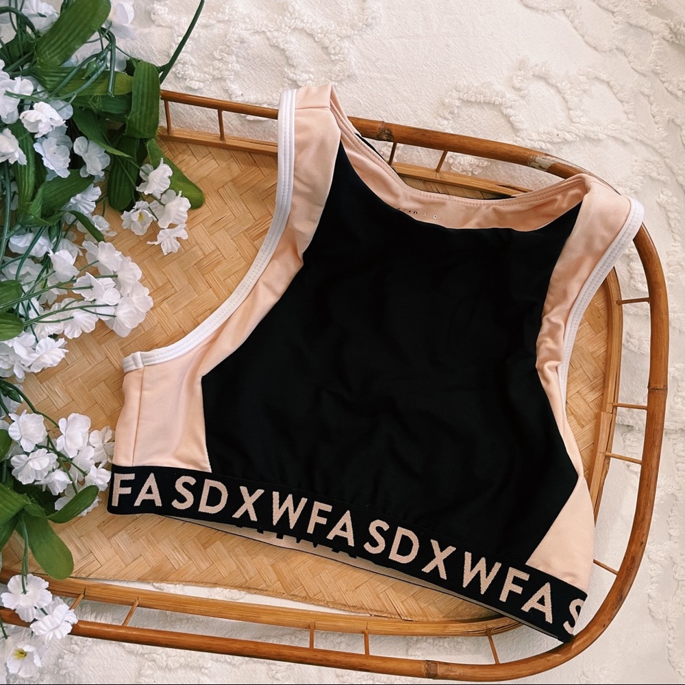 Sarah's Day x White Fox Active Black and Pink Sports Bra sz M